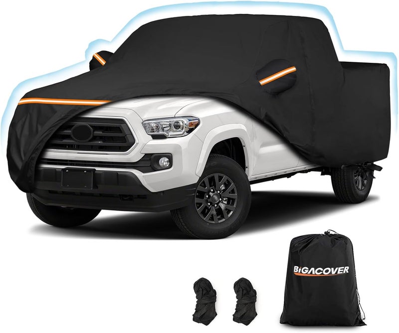 BIGACOVER Truck Cover Fit Toyota Tacoma (2016-2025) Access Cab/Double Cab, Waterproof 420D Oxford Cloth Cover Outdoor Full Car Covers with Zipper Windproof Heavy Duty All Weather - Image 1